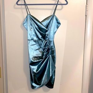 Teal satin Windsor dress
